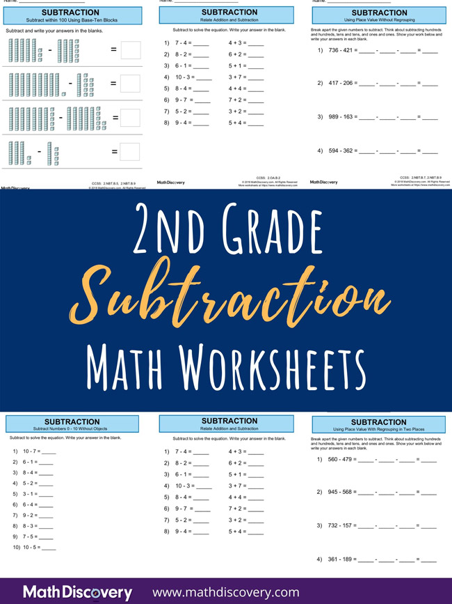 2nd Grade Subtraction Worksheets MathDiscovery