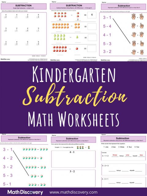 Kindergarten Subtraction Worksheets - MathDiscovery